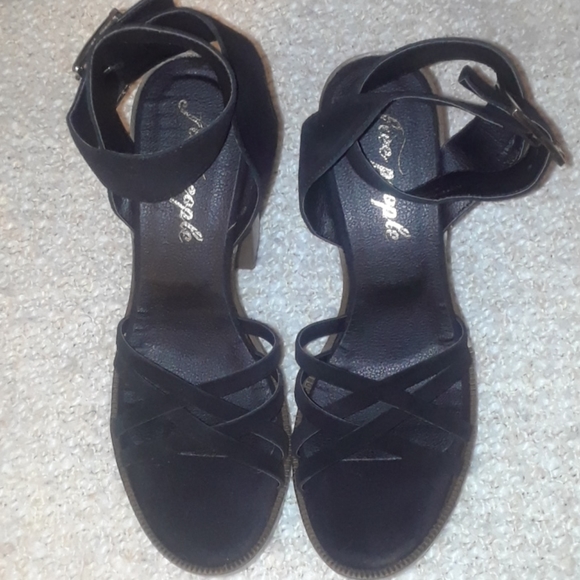 Free People Lanely Suede Platform Heels Black 39 - Picture 10 of 16